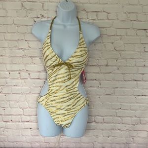 New! Target brand tiger striped cutout one piece bathing suit size medium